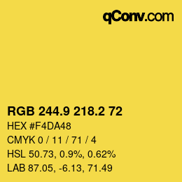 カラーコード: RGB 244.9 218.2 72 | qconv.com