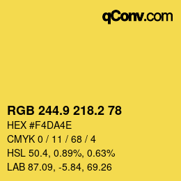 カラーコード: RGB 244.9 218.2 78 | qconv.com