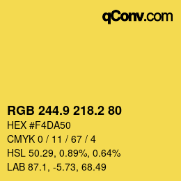 カラーコード: RGB 244.9 218.2 80 | qconv.com