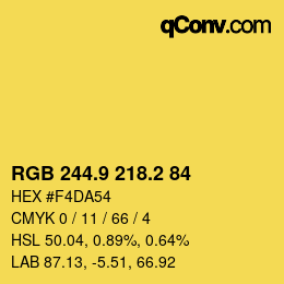 カラーコード: RGB 244.9 218.2 84 | qconv.com