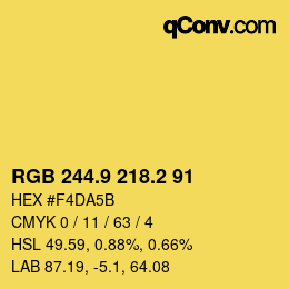 カラーコード: RGB 244.9 218.2 91 | qconv.com