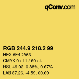 カラーコード: RGB 244.9 218.2 99 | qconv.com