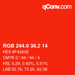 カラーコード: RGB 244.9 38.2 14 | qconv.com