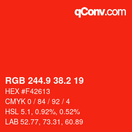 カラーコード: RGB 244.9 38.2 19 | qconv.com
