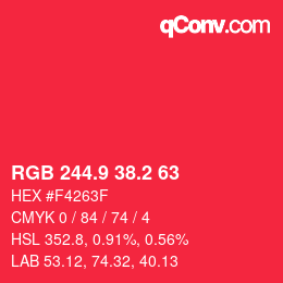 カラーコード: RGB 244.9 38.2 63 | qconv.com