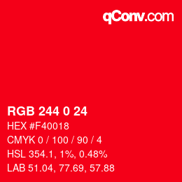 Color code: RGB 244 0 24 | qconv.com