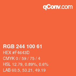 Color code: RGB 244 100 61 | qconv.com