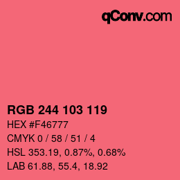 颜色代码: RGB 244 103 119 | qconv.com