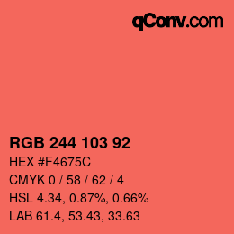 Color code: RGB 244 103 92 | qconv.com