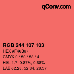 カラーコード: RGB 244 107 103 | qconv.com