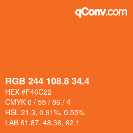 カラーコード: RGB 244 108.8 34.4 | qconv.com