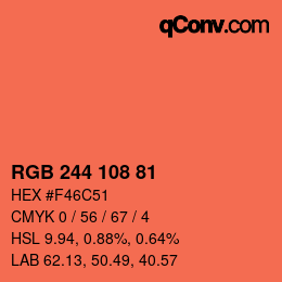 Color code: RGB 244 108 81 | qconv.com
