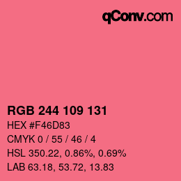 Code couleur: RGB 244 109 131 | qconv.com