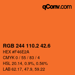 カラーコード: RGB 244 110.2 42.6 | qconv.com