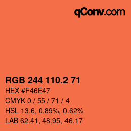 カラーコード: RGB 244 110.2 71 | qconv.com