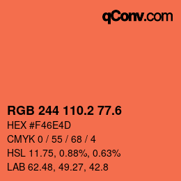 カラーコード: RGB 244 110.2 77.6 | qconv.com