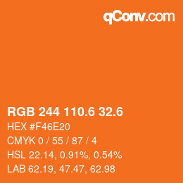カラーコード: RGB 244 110.6 32.6 | qconv.com