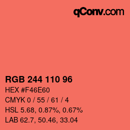 カラーコード: RGB 244 110 96 | qconv.com