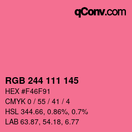 Color code: RGB 244 111 145 | qconv.com