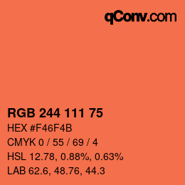カラーコード: RGB 244 111 75 | qconv.com