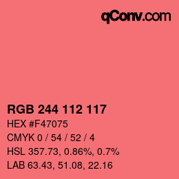 Color code: RGB 244 112 117 | qconv.com