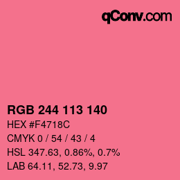 Color code: RGB 244 113 140 | qconv.com