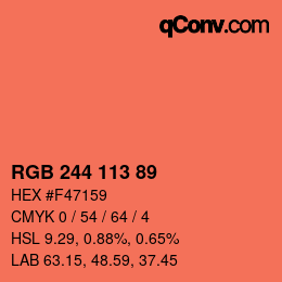 Color code: RGB 244 113 89 | qconv.com