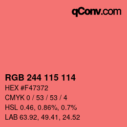 Color code: RGB 244 115 114 | qconv.com