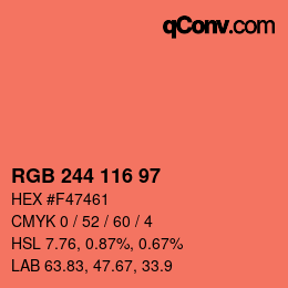 Color code: RGB 244 116 97 | qconv.com