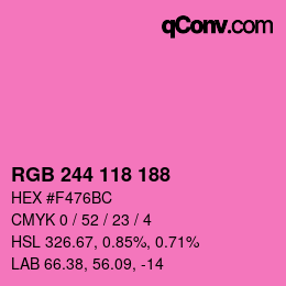 カラーコード: RGB 244 118 188 | qconv.com