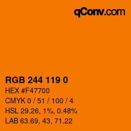 颜色代码: RGB 244 119 0 | qconv.com