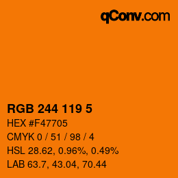 颜色代码: RGB 244 119 5 | qconv.com