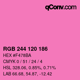 Color code: RGB 244 120 186 | qconv.com