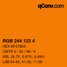 カラーコード: RGB 244 123 4 | qconv.com
