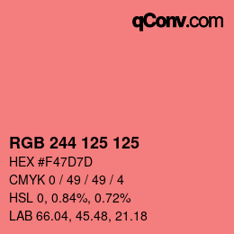 Code couleur: RGB 244 125 125 | qconv.com