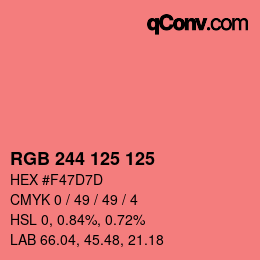 颜色代码: RGB 244 125 125 | qconv.com