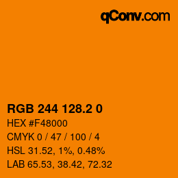 カラーコード: RGB 244 128.2 0 | qconv.com
