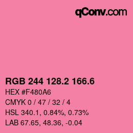 カラーコード: RGB 244 128.2 166.6 | qconv.com