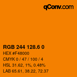 カラーコード: RGB 244 128.6 0 | qconv.com