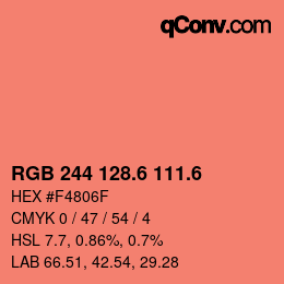 カラーコード: RGB 244 128.6 111.6 | qconv.com
