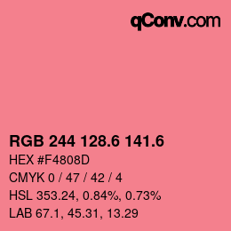 カラーコード: RGB 244 128.6 141.6 | qconv.com