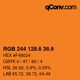 カラーコード: RGB 244 128.6 36.6 | qconv.com