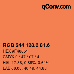 カラーコード: RGB 244 128.6 81.6 | qconv.com