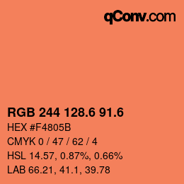カラーコード: RGB 244 128.6 91.6 | qconv.com