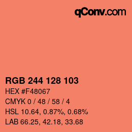 颜色代码: RGB 244 128 103 | qconv.com