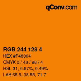 Color code: RGB 244 128 4 | qconv.com