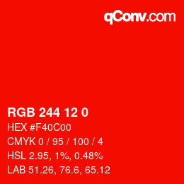 Color code: RGB 244 12 0 | qconv.com