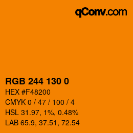 Color code: RGB 244 130 0 | qconv.com