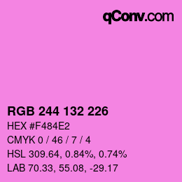 Color code: RGB 244 132 226 | qconv.com