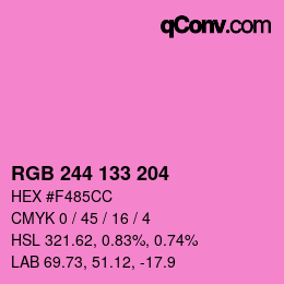 Farbcode: RGB 244 133 204 | qconv.com